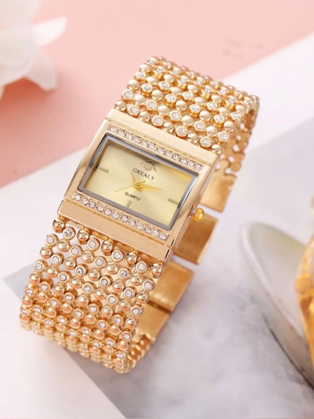 Gold Crystal-Accent Women's Bracelet Watch